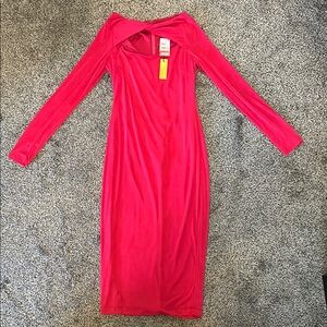 Alexia Admor Hot Pink Ruched Asymmetrical Cocktail Dress